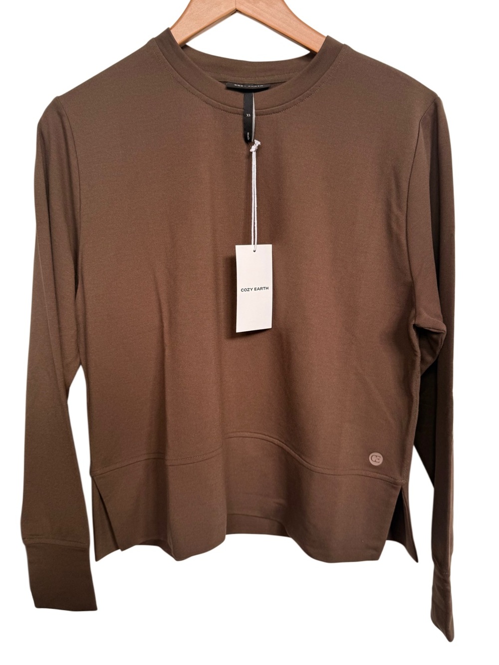 Cozy Earth Women's StudioLite Crewneck in Espresso Brown - Size XS - NWT